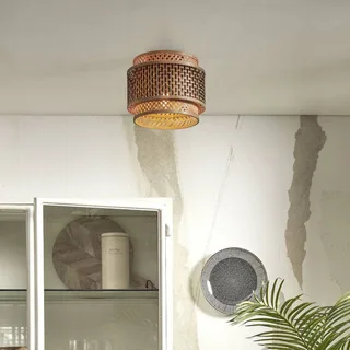 Bhutan plafondlamp, bamboe, Ø 25 cm fra Good&Mojo i Natur, Sort – produktbillede 3 af 5