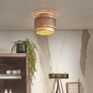 Bhutan plafondlamp, bamboe, Ø 25 cm fra Good&Mojo i Natur, Sort – produktbillede 2 af 5