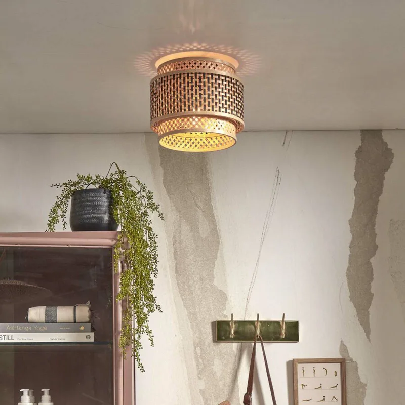 Bhutan plafondlamp, bamboe, Ø 25 cm fra Good&Mojo i Natur, Sort – produktbillede 2 af 5