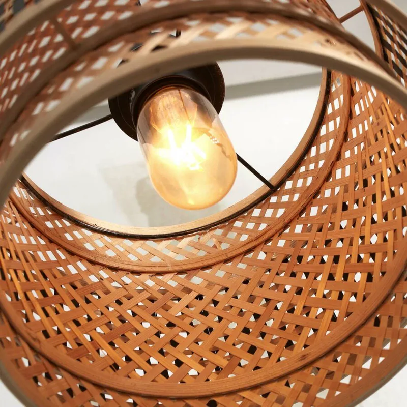 Bhutan plafondlamp, bamboe, Ø 25 cm fra Good&Mojo i Natur, Sort – produktbillede 5 af 5