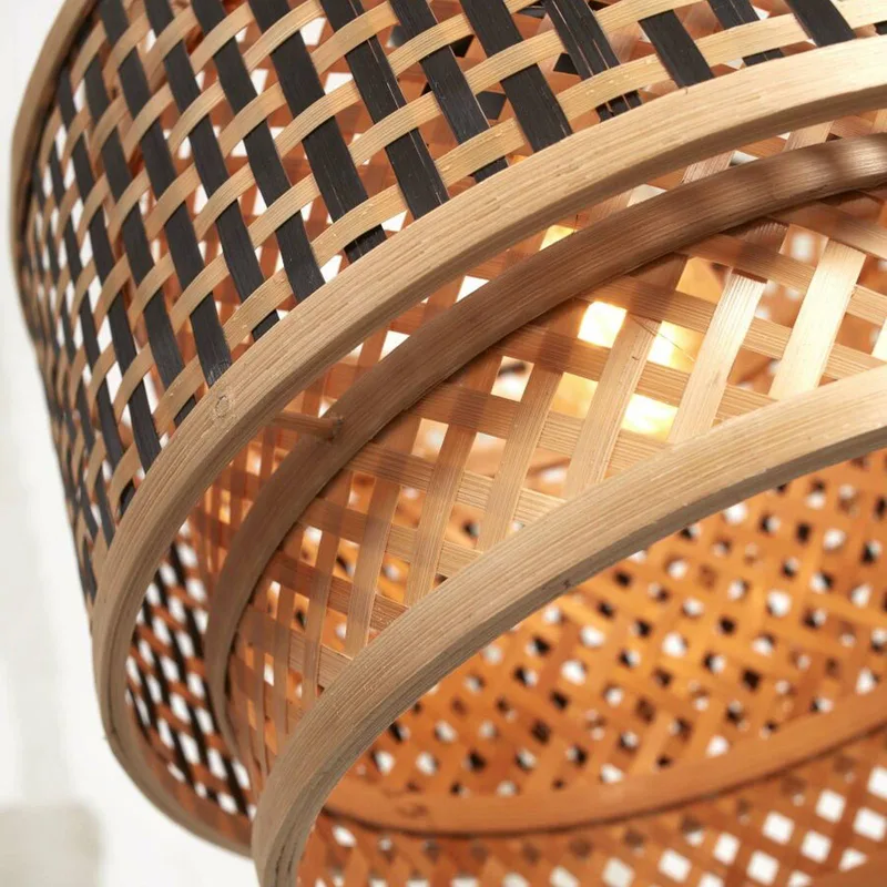 Bhutan plafondlamp, bamboe, Ø 25 cm fra Good&Mojo i Natur, Sort – produktbillede 4 af 5