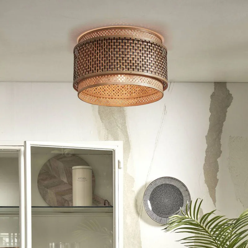 Bhutan plafondlamp, bamboe, Ø 40 cm från Good&Mojo i Natur, Svart – produktbild 2 av 5