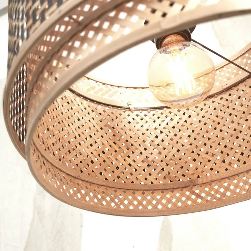 Bhutan plafondlamp, bamboe, Ø 40 cm från Good&Mojo i Natur, Svart – produktbild 4 av 5