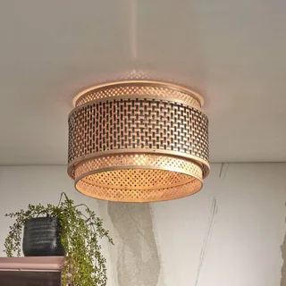 Bhutan plafondlamp, bamboe, Ø 40 cm från Good&Mojo i Natur, Svart – produktbild 1 av 5