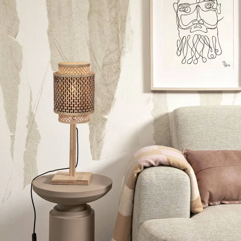 Lampe de table bambou brun ø18cm de Good&Mojo en Naturel – photo produit 2 sur 5