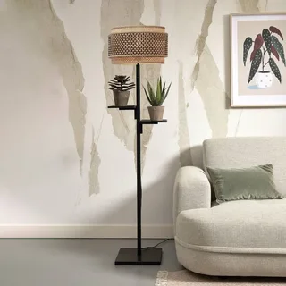 Lampadaire bambou abat-jour bambou naturel/noir, h. 160cm de Good&Mojo en Noir, Naturel – photo produit 1 sur 5
