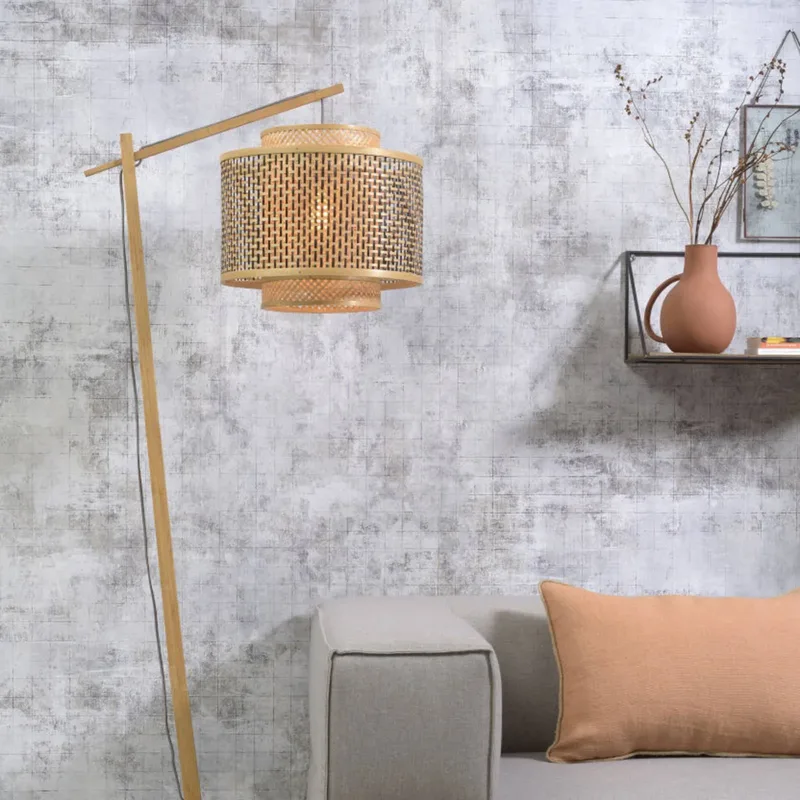 Bhutan vloerlamp, naturel, 176 cm, Ø 40 cm van Good&Mojo in Naturel – productfoto 1 van 5