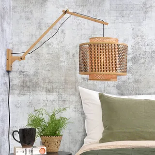 Bhutan wandlamp met 2 armen, naturel, Ø 40 cm van Good&Mojo in Naturel, Zwart – productfoto 3 van 5