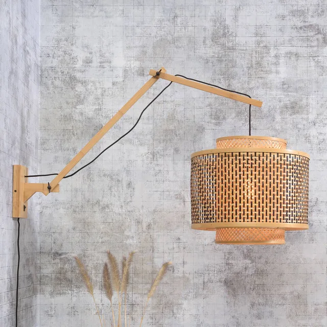 Bhutan wandlamp met 2 armen, naturel, Ø 40 cm