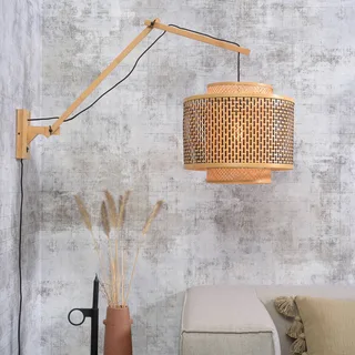 Bhutan wandlamp met 2 armen, naturel, Ø 40 cm van Good&Mojo in Naturel, Zwart – productfoto 2 van 5