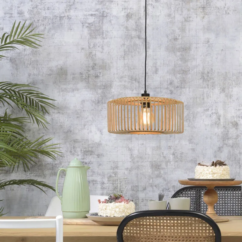 Hanglamp Bromo - Bamboe - Ø40cm - Scandinavisch,Bohemian - Hanglampen Eetkamer, Slaapkamer, Woonkamer de Good&Mojo en Marron – photo produit 2 sur 5
