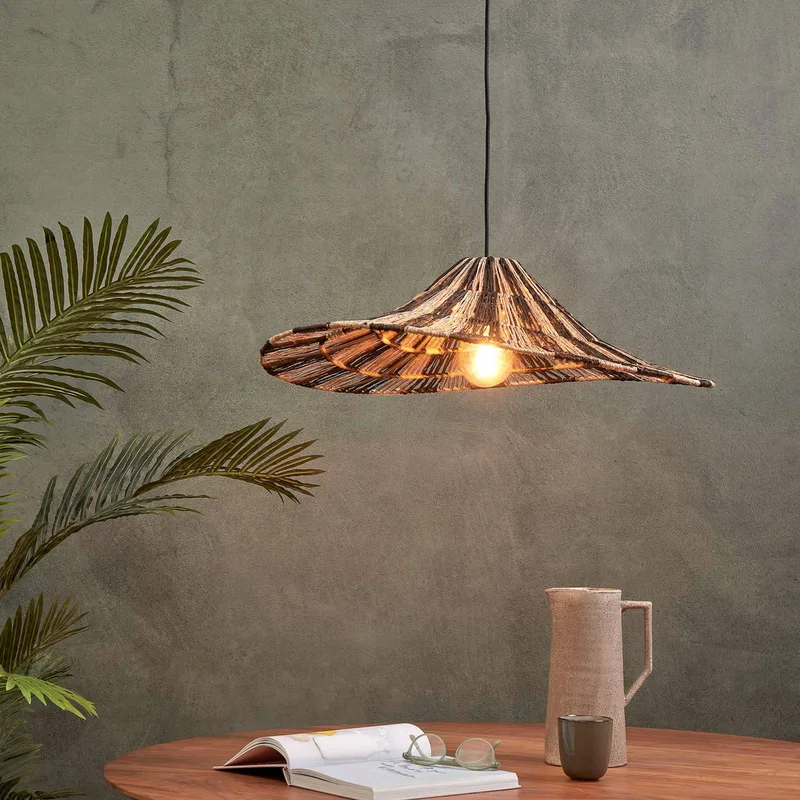 hanglamp Cuzco, naturel/zwart, Ø 65 cm, jute de Good&Mojo en Natuurkleurig, Noir – photo produit 2 sur 5