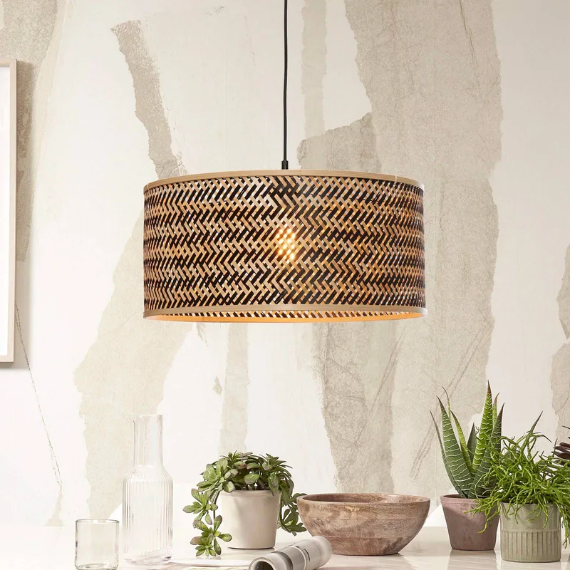 hanglamp Java, naturel/zwart, Ø 50 cm, E27 de Good&Mojo en Licht hout, Noir – photo produit 1 sur 5