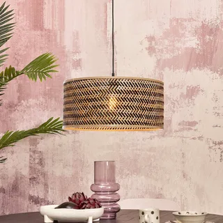 hanglamp Java, naturel/zwart, Ø 50 cm, E27 de Good&Mojo en Licht hout, Noir – photo produit 2 sur 5