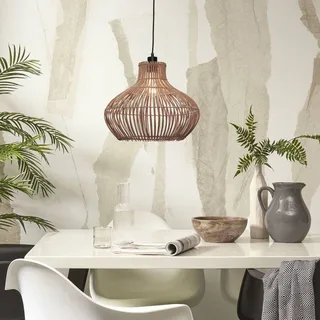 hanglamp Kalahari, Ø 42 cm, naturel, rotan, E27 från Good&Mojo i Licht hout, Svart – produktbild 2 av 5