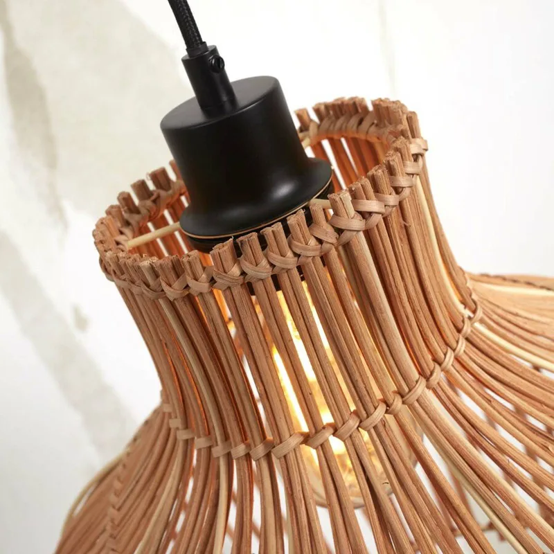 hanglamp Kalahari, Ø 42 cm, naturel, rotan, E27 från Good&Mojo i Licht hout, Svart – produktbild 5 av 5