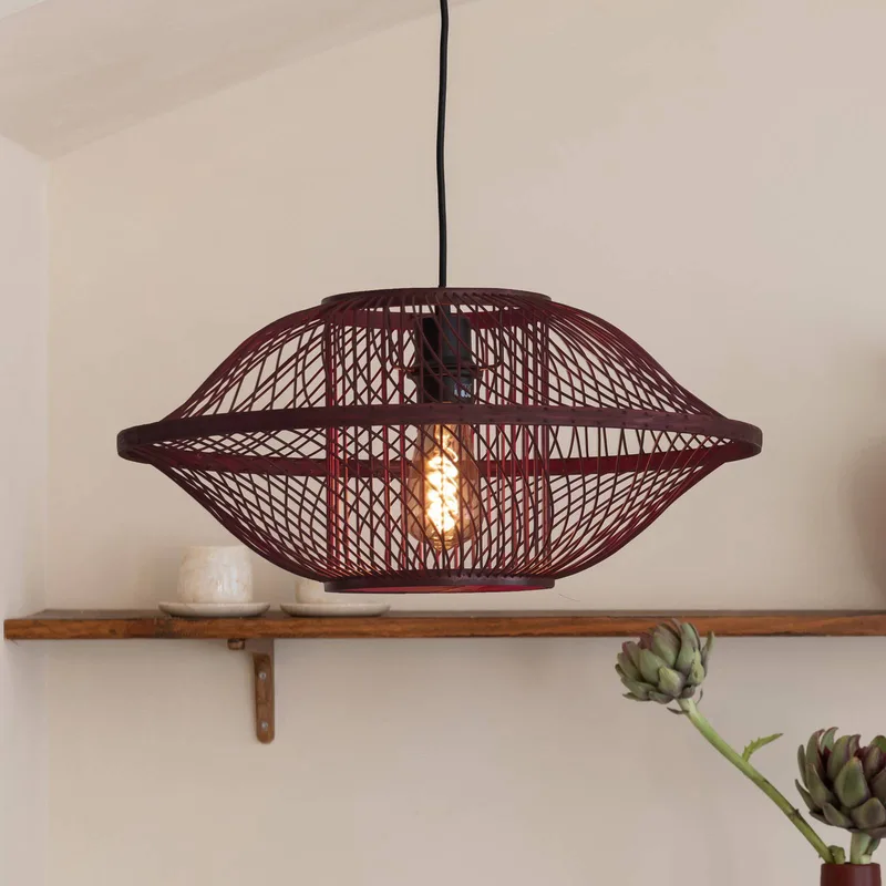 hanglamp Maui, rood, Ø 50 cm, bamboe, E27 by Good&Mojo in Bordeauxrood – product photo 1 of 5