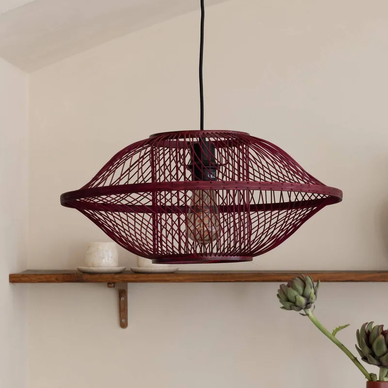 hanglamp Maui, rood, Ø 50 cm, bamboe, E27 by Good&Mojo in Bordeauxrood – product photo 2 of 5