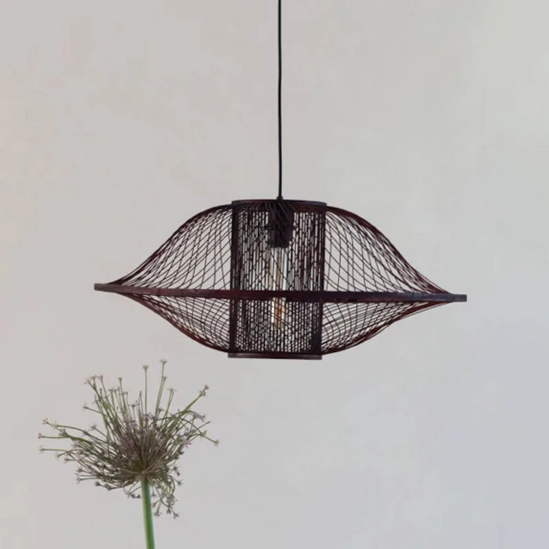 hanglamp Maui, rood, Ø 70 cm, bamboe, E27 de Good&Mojo en Bordeauxrood – photo produit 2 sur 5