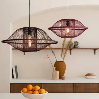 hanglamp Maui, rood, Ø 70 cm, bamboe, E27 de Good&Mojo en Bordeauxrood – photo produit 3 sur 5