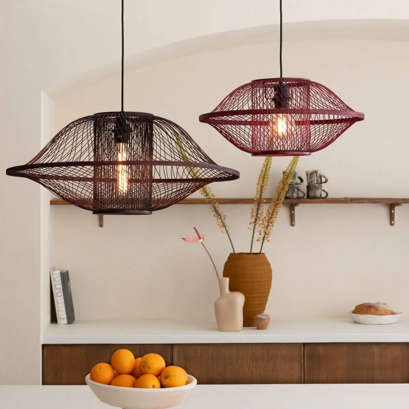 hanglamp Maui, rood, Ø 70 cm, bamboe, E27 de Good&Mojo en Bordeauxrood – photo produit 3 sur 5