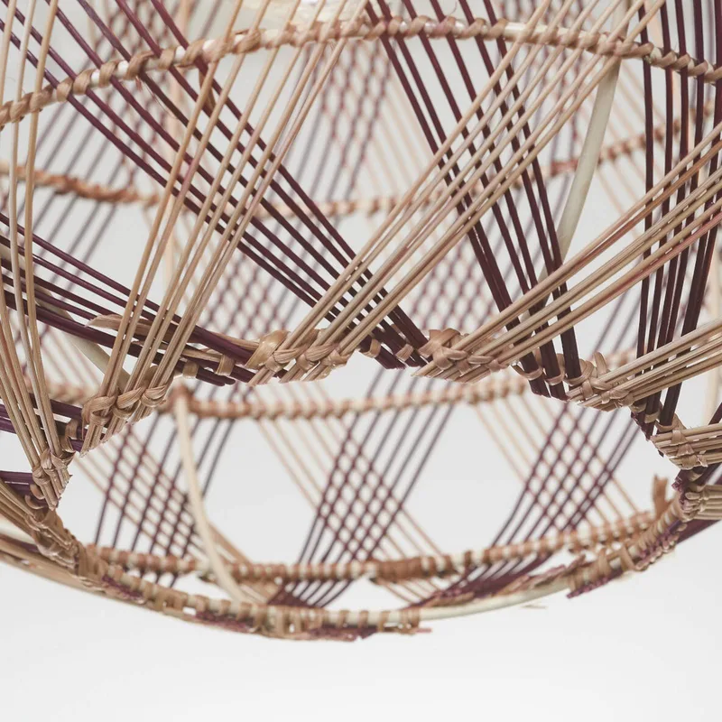 hanglamp Mendoza, naturel/rood, Ø 35 cm, bamboe de Good&Mojo en Natuurlijk bamboe, Bordeauxrood – photo produit 4 sur 5
