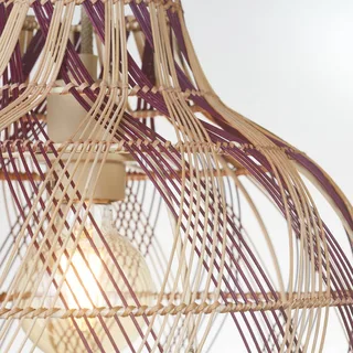 hanglamp Mendoza, naturel/rood, Ø 35 cm, bamboe de Good&Mojo en Natuurlijk bamboe, Bordeauxrood – photo produit 5 sur 5