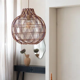 hanglamp Mendoza, naturel/rood, Ø 35 cm, bamboe de Good&Mojo en Natuurlijk bamboe, Bordeauxrood – photo produit 2 sur 5