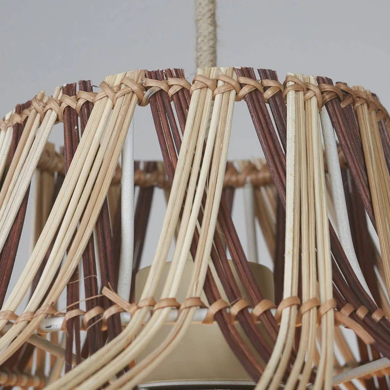 hanglamp Mendoza, naturel/rood, Ø 40 cm, bamboe de Good&Mojo en Natuurlijk bamboe, Bordeauxrood – photo produit 5 sur 5