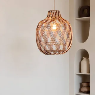 hanglamp Mendoza, naturel/rood, Ø 40 cm, bamboe de Good&Mojo en Natuurlijk bamboe, Bordeauxrood – photo produit 3 sur 5