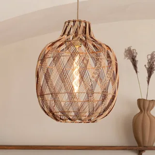 hanglamp Mendoza, naturel/rood, Ø 40 cm, bamboe de Good&Mojo en Natuurlijk bamboe, Bordeauxrood – photo produit 1 sur 5