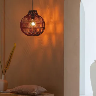 hanglamp Mendoza, rood, Ø 35 cm, bamboe, E27 de Good&Mojo en Bordeauxrood – photo produit 3 sur 5