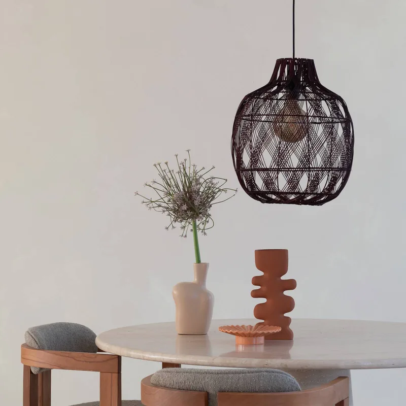 hanglamp Mendoza, rood, Ø 40 cm, bamboe, E27 från Good&Mojo i Bordeauxrood – produktbild 2 av 5