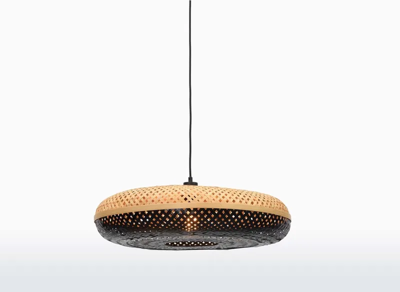 Hanglamp Palawan - Bamboe/Zwart - Ø60cm - Scandinavisch,Bohemian - Hanglampen Eetkamer, Slaapkamer, Woonkamer de Good&Mojo en Marron – photo produit