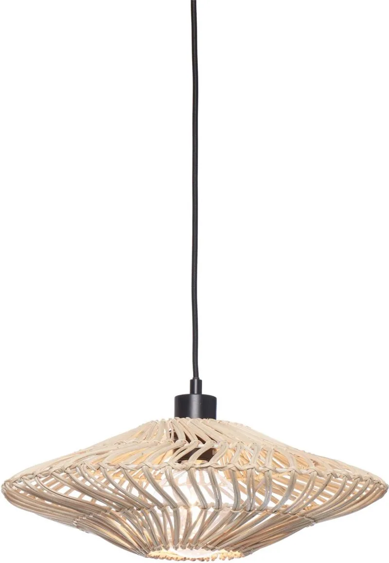Hanglamp Zanzibar - Rotan - Ø40x12cm - Modern - Hanglampen Eetkamer, Slaapkamer, Woonkamer fra Good&Mojo i Hvid – produktbillede
