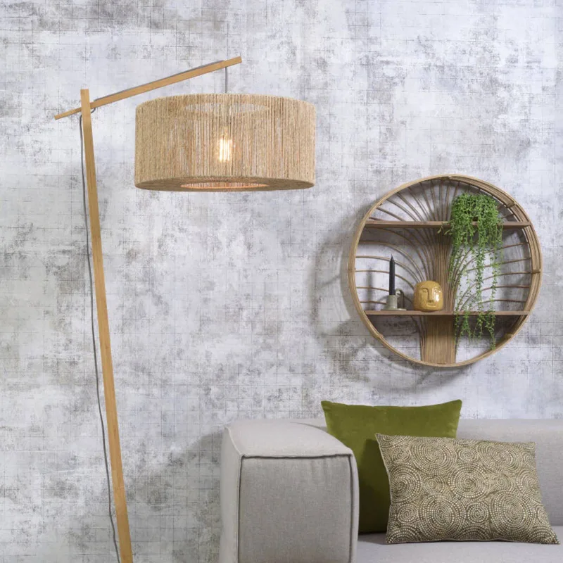 Iguazu booglamp naturel, cilinder Ø 50 cm fra Good&Mojo i Licht hout, Natur – produktbillede 1 af 5