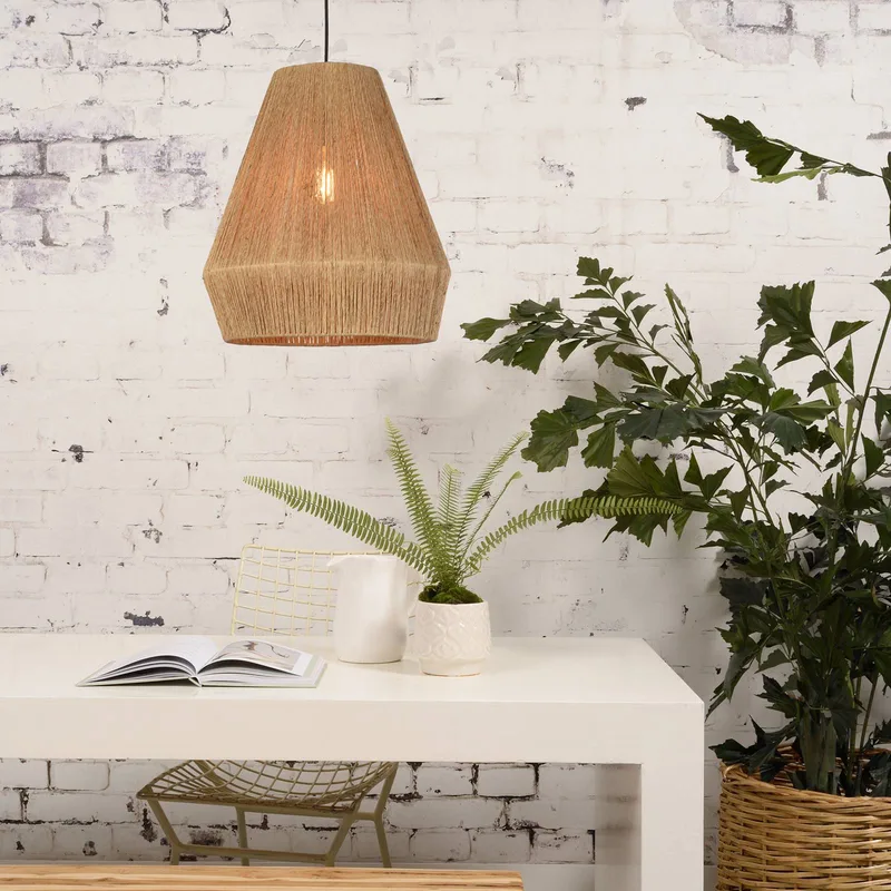Iguazu hanglamp, kegelvormig, naturel, Ø 40 cm fra Good&Mojo i Natur, Sort – produktbillede 2 af 5