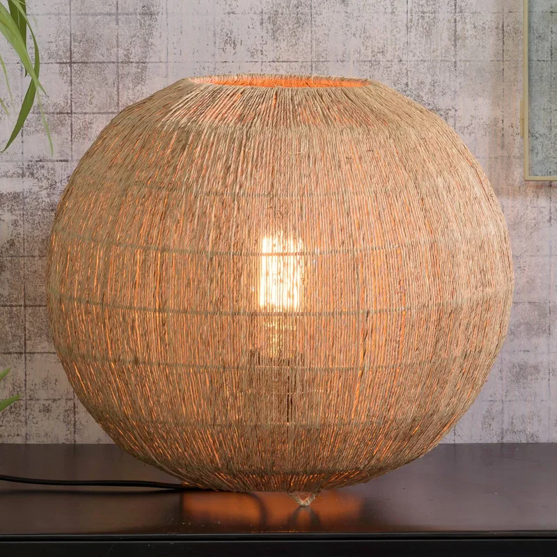 Iguazu tafellamp, bolvorm, Ø 32 cm van Good&Mojo in Naturel, Zwart – productfoto 1 van 5