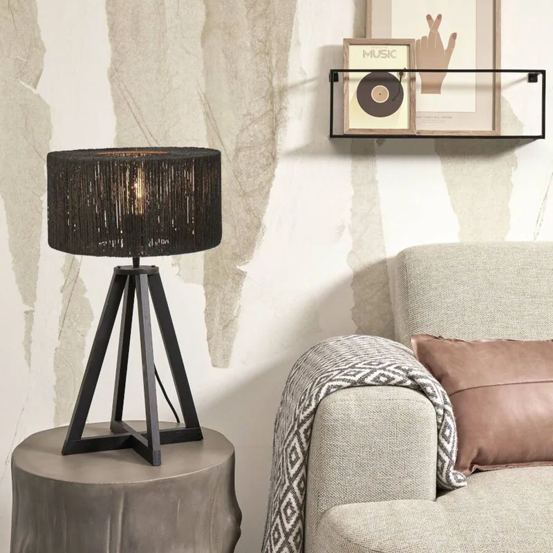 Lampe de table textile noir ø30cm de Good&Mojo en Noir – photo produit 2 sur 5