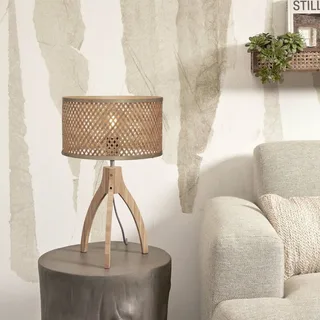 Lampe de table bambou brun ø18cm de Good&Mojo en Naturel – photo produit 2 sur 5