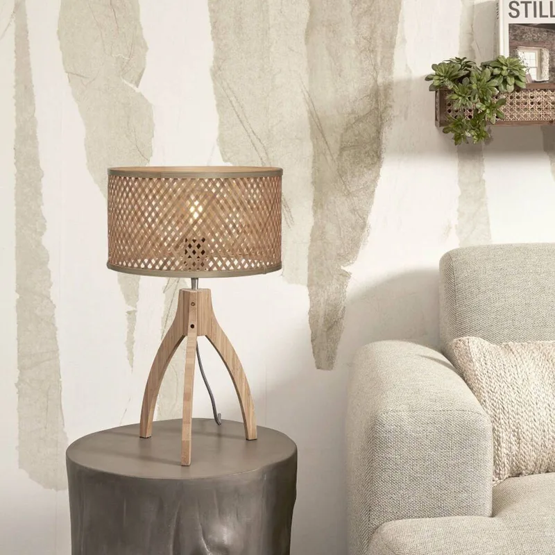 Lampe de table bambou brun ø18cm de Good&Mojo en Naturel – photo produit 2 sur 5