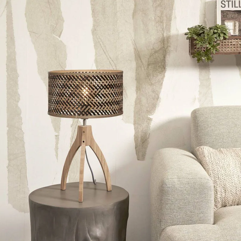 Java tafellamp met drie poten, naturel/zwart van Good&Mojo in Naturel, Zwart – productfoto 2 van 5