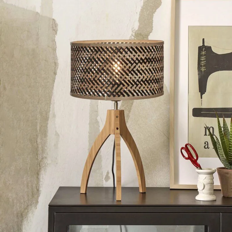 Java tafellamp met drie poten, naturel/zwart van Good&Mojo in Naturel, Zwart – productfoto 1 van 5