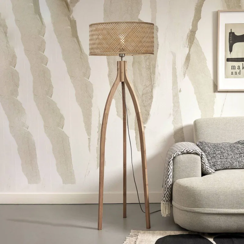 Java vloerlamp met drie poten, naturel van Good&Mojo in Naturel – productfoto 1 van 5