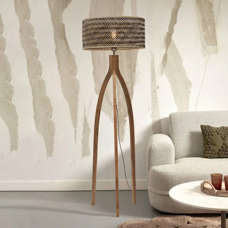 Java gulvlampe med tre ben, natur/sort fra Good&Mojo i Natur, Sort – produktbillede 2 af 5