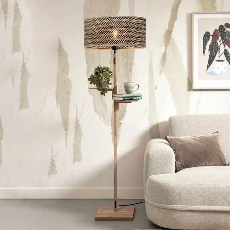 Java vloerlamp, opbergvak, naturel/zwart by Good&Mojo in Natural, Black – product photo 1 of 5