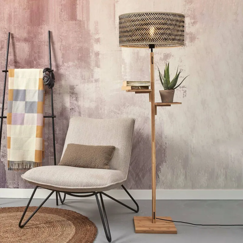 Java vloerlamp, opbergvak, naturel/zwart by Good&Mojo in Natural, Black – product photo 2 of 5