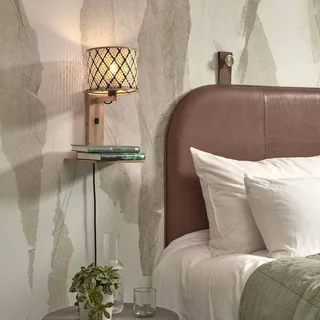 Java wandlamp, opbergplank, naturel/zwart van Good&Mojo in Naturel, Zwart – productfoto 3 van 5