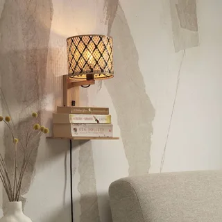 Java wandlamp, opbergplank, naturel/zwart van Good&Mojo in Naturel, Zwart – productfoto 2 van 5