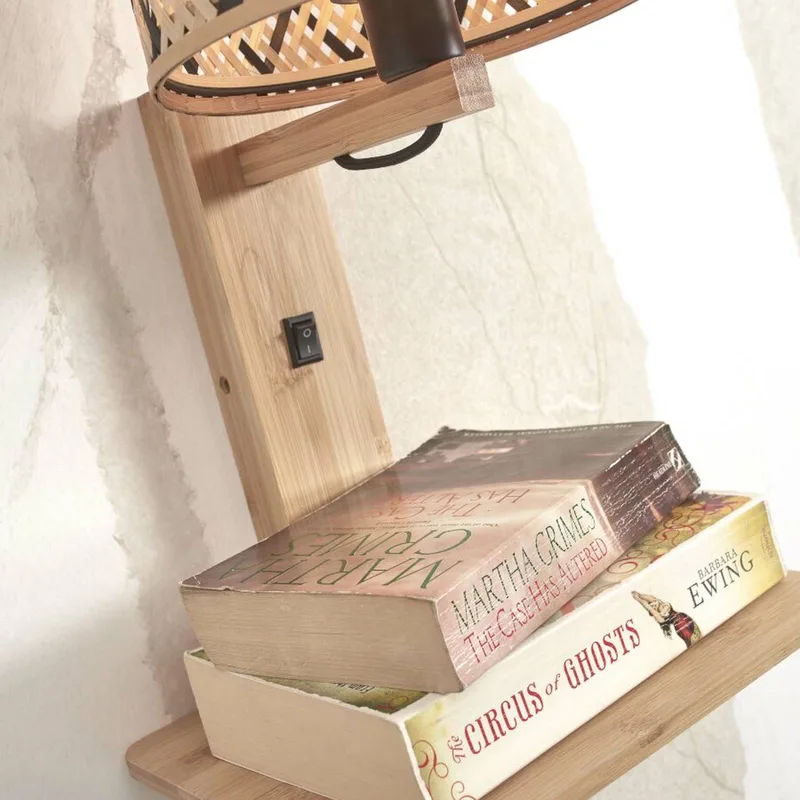 Java wandlamp, opbergplank, naturel/zwart van Good&Mojo in Naturel, Zwart – productfoto 5 van 5